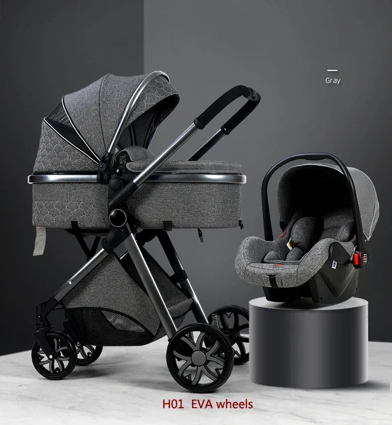 2024 New baby stroller High landscape 3 in 1 baby carriage Luxury Pushchair Baby Cradel Infant Carrier kinderwagen car 2in1