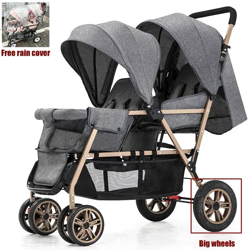 Twin strollers kids two seats strollers foldable carriage