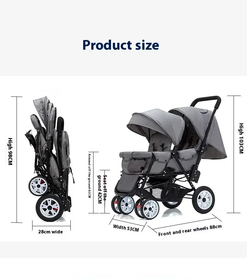 Twin strollers kids two seats strollers foldable carriage