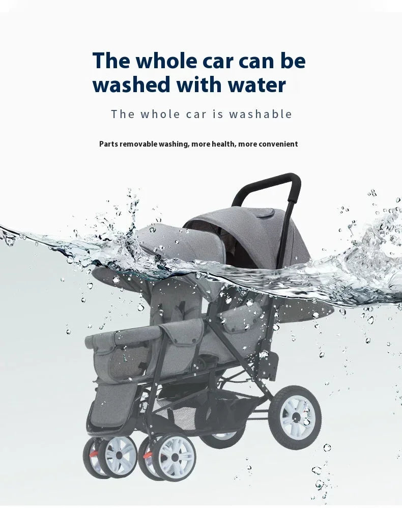 Twin strollers kids two seats strollers foldable carriage