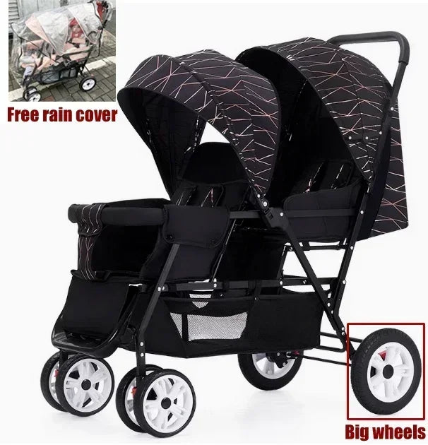 Twin strollers kids two seats strollers foldable carriage