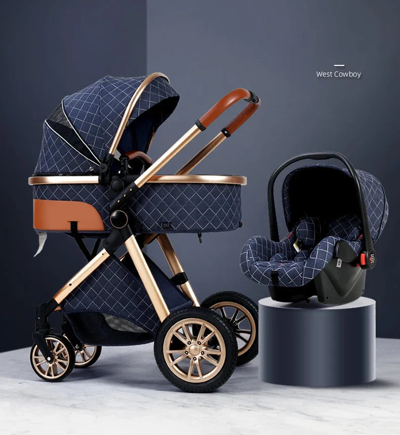 2024 New baby stroller High landscape 3 in 1 baby carriage Luxury Pushchair Baby Cradel Infant Carrier kinderwagen car 2in1